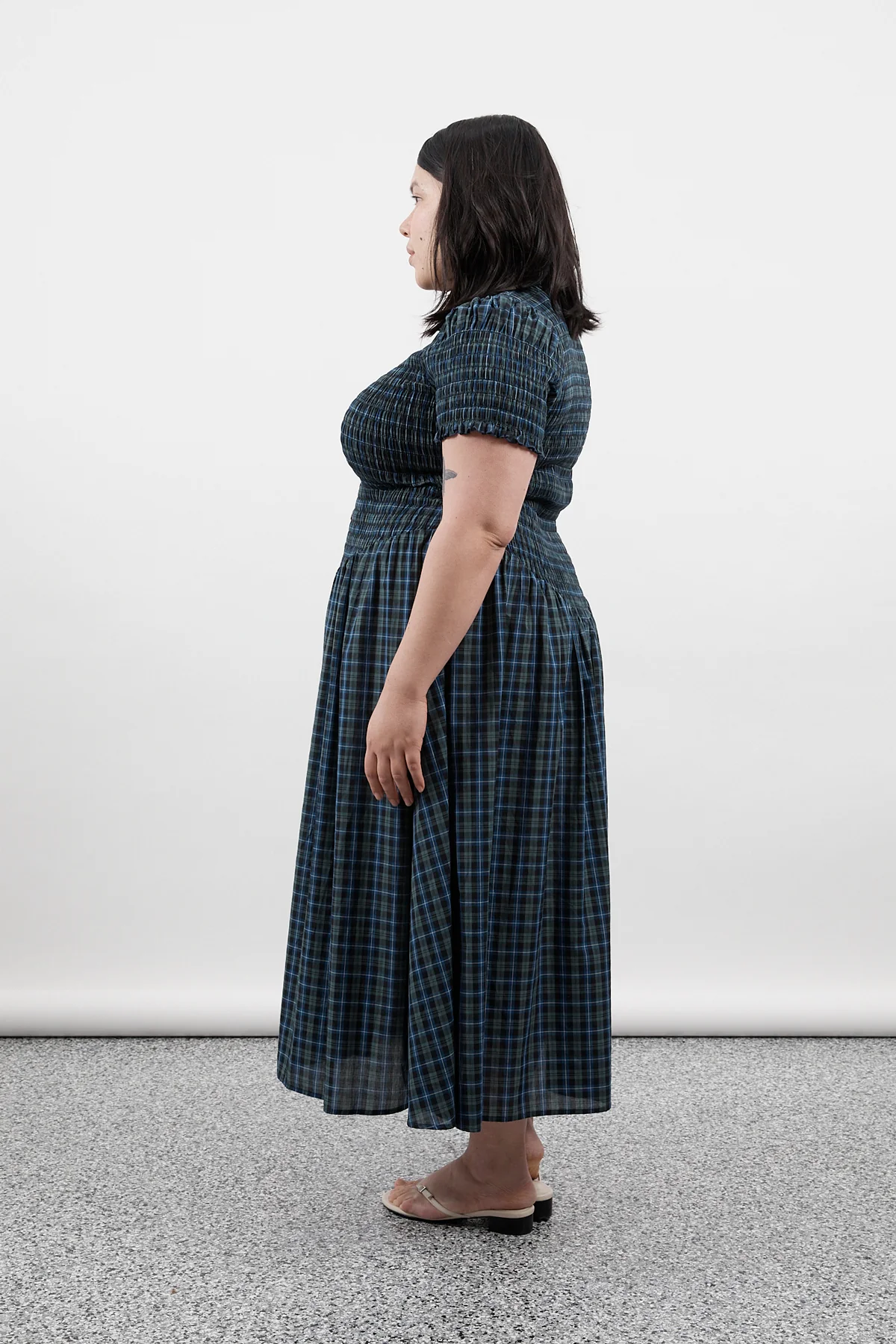 Navy Plaid Button Marta Dress - Image 4