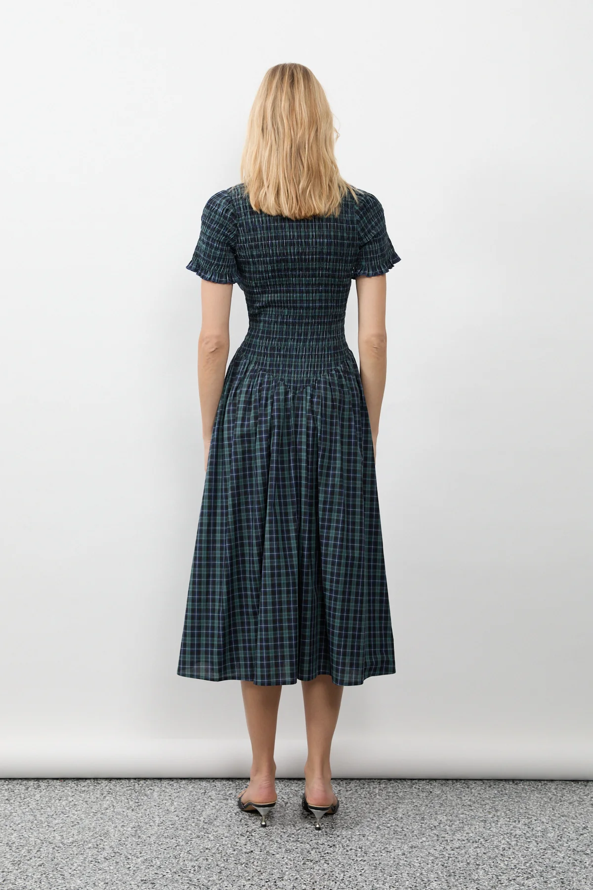 Navy Plaid Button Marta Dress - Image 6