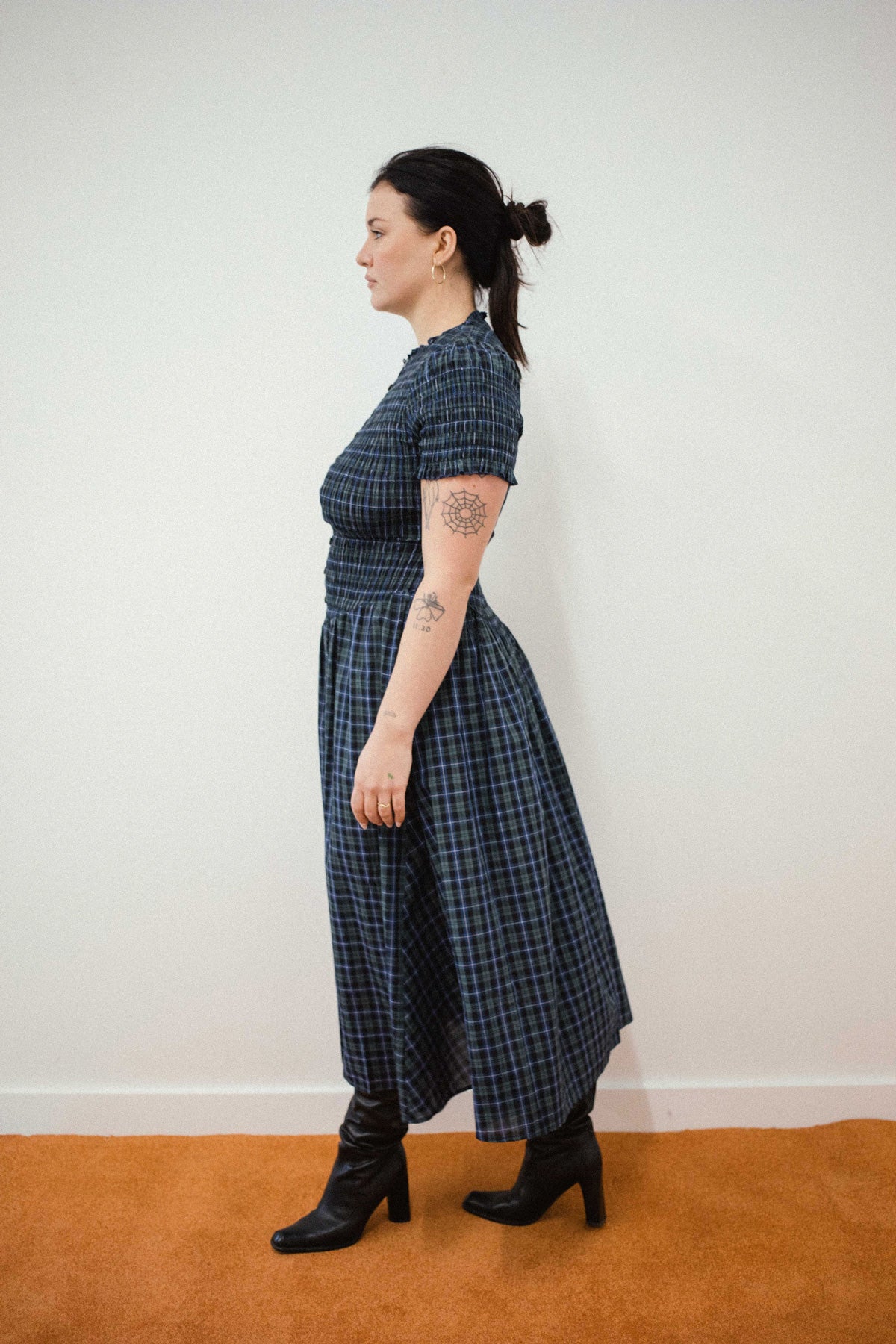 Navy Plaid Button Marta Dress - Image 8