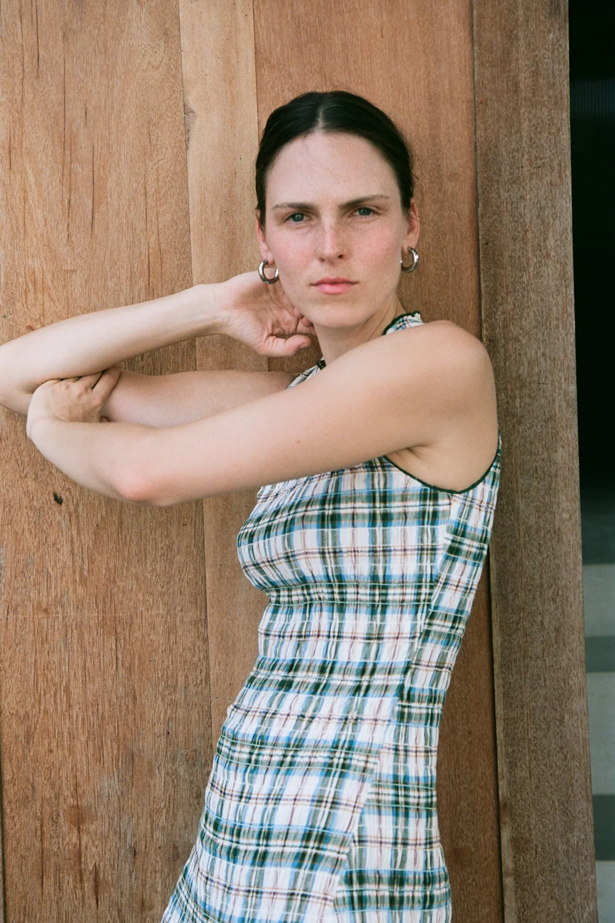 Olive Ruched Cotton Dress [final sale] - Image 10