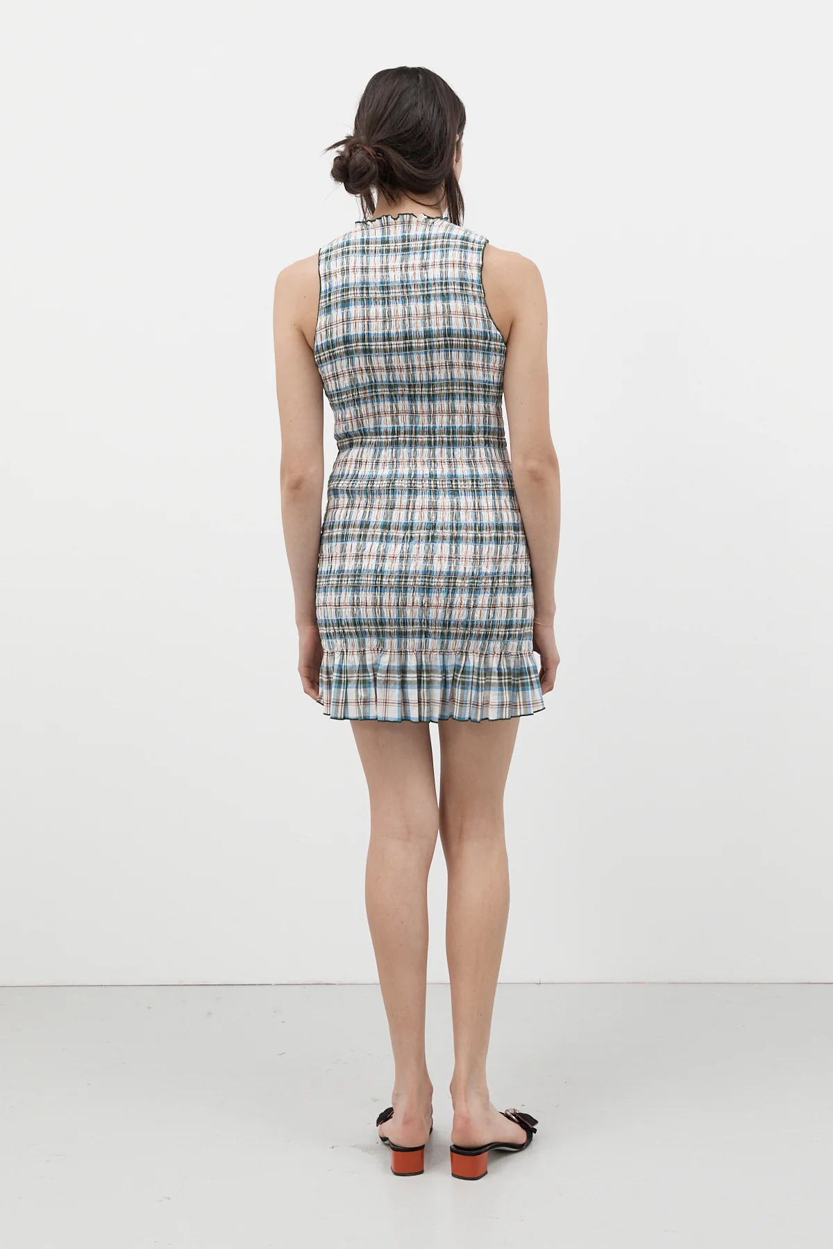Olive Ruched Cotton Dress [final sale] - Image 14