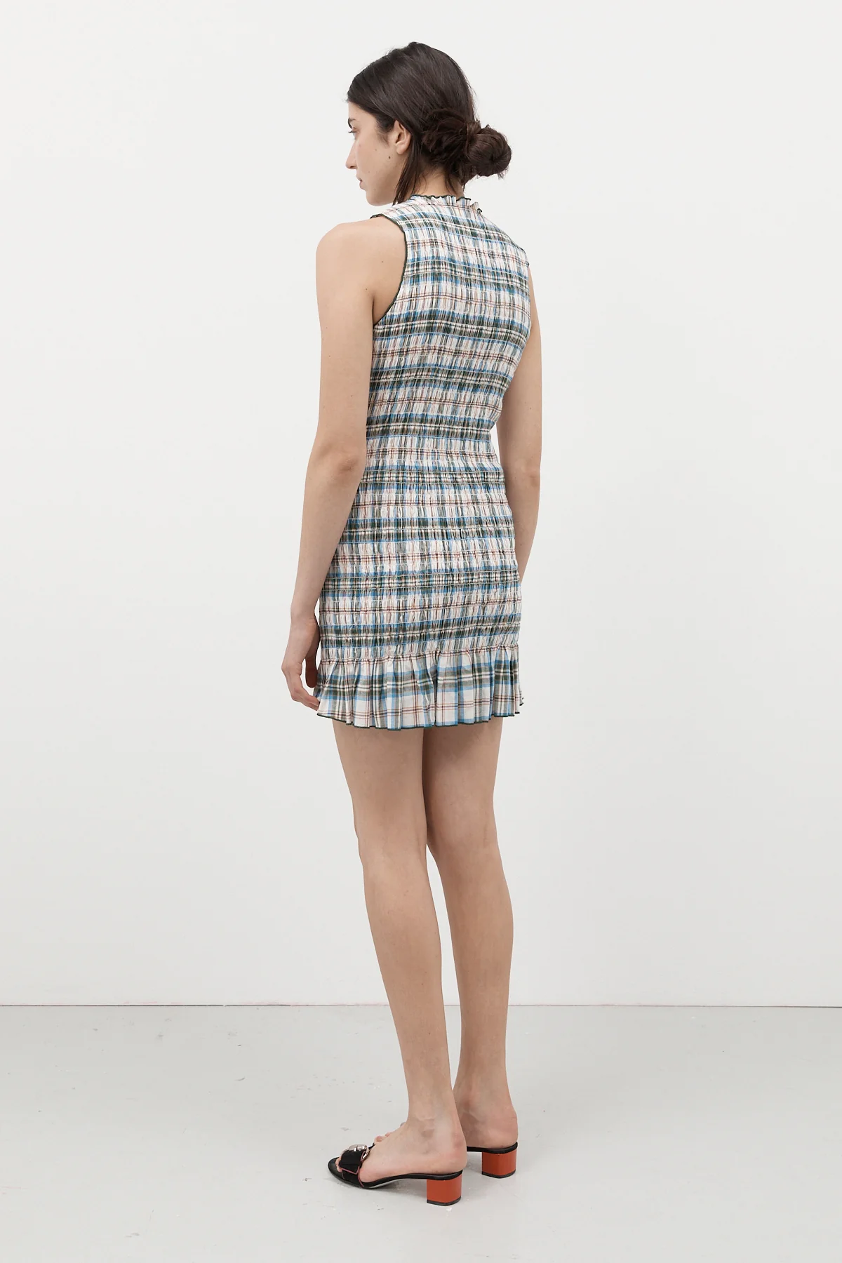 Olive Ruched Cotton Dress [final sale] - Image 15