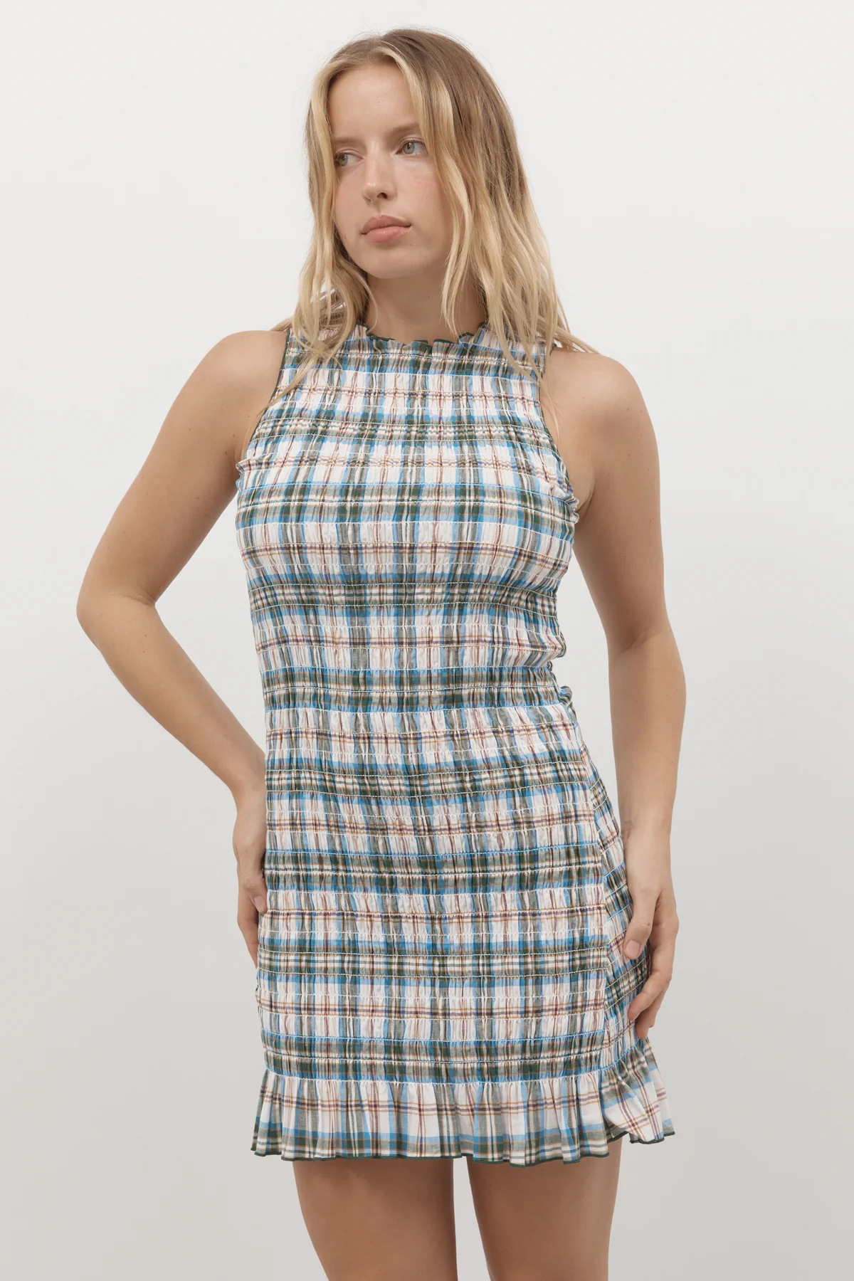 Olive Ruched Cotton Dress [final sale] - Image 19