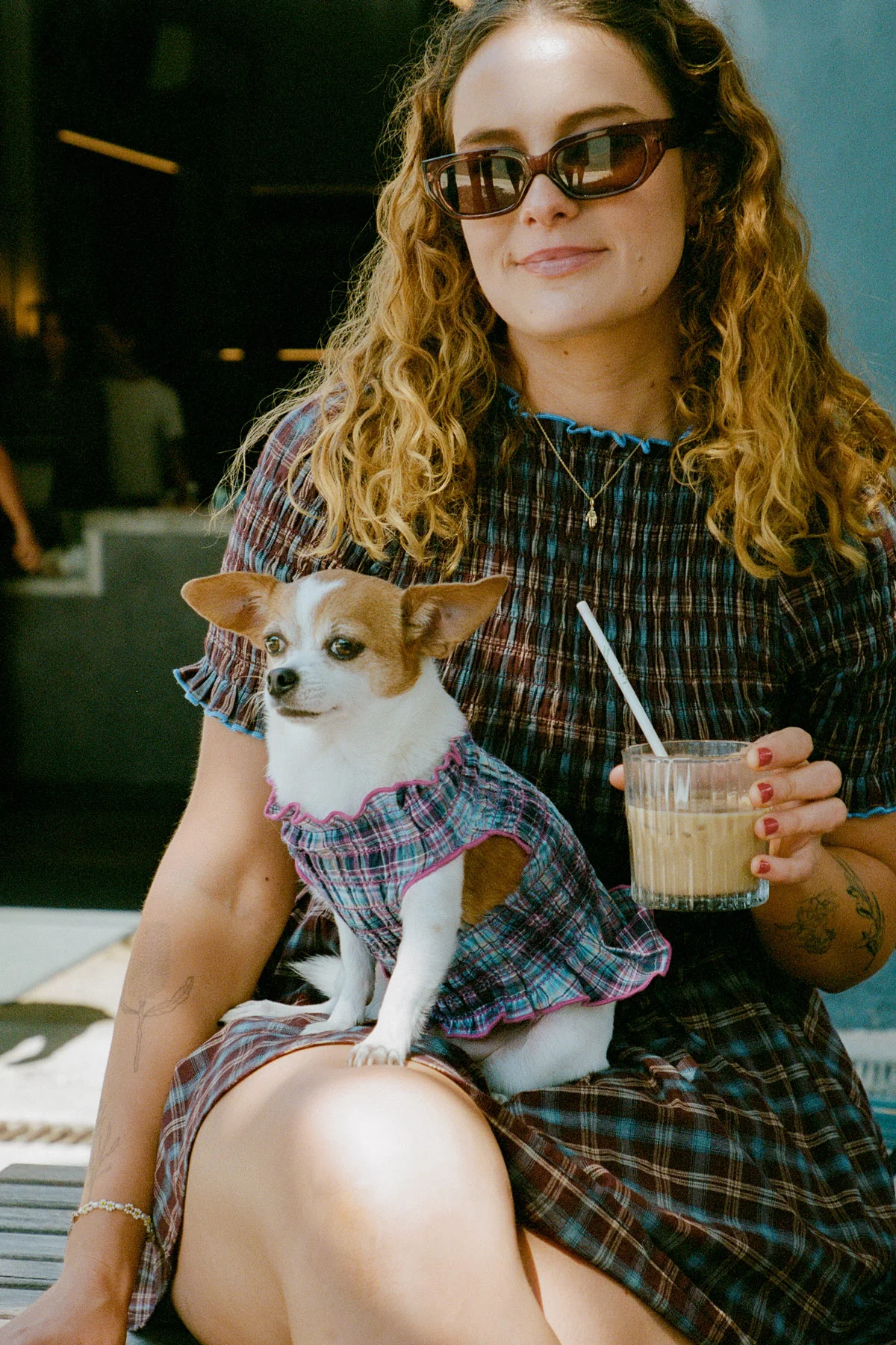 Grape Plaid Ruched Dog Vest - Image 3
