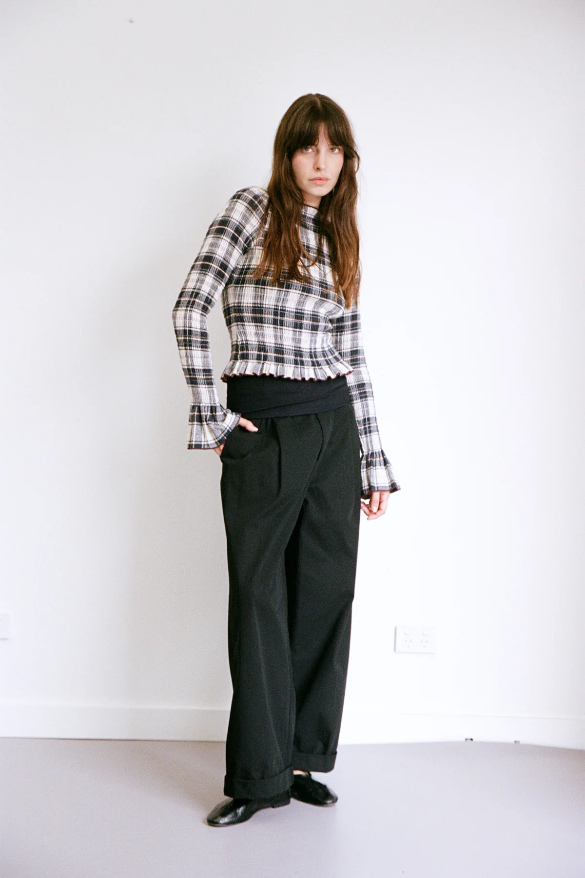 Salt Plaid Ruched Longsleeve - Image 4