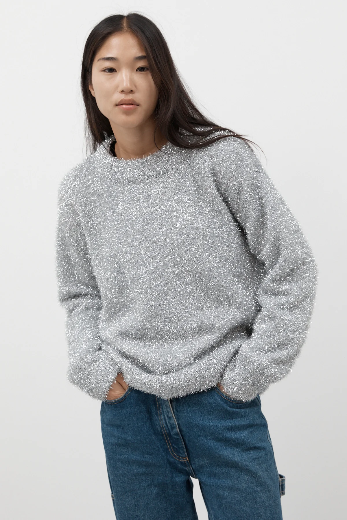 Silver Oversized Lurex Knit - Image 5