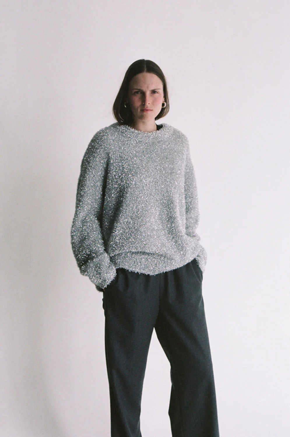 Silver Oversized Lurex Knit - Image 7