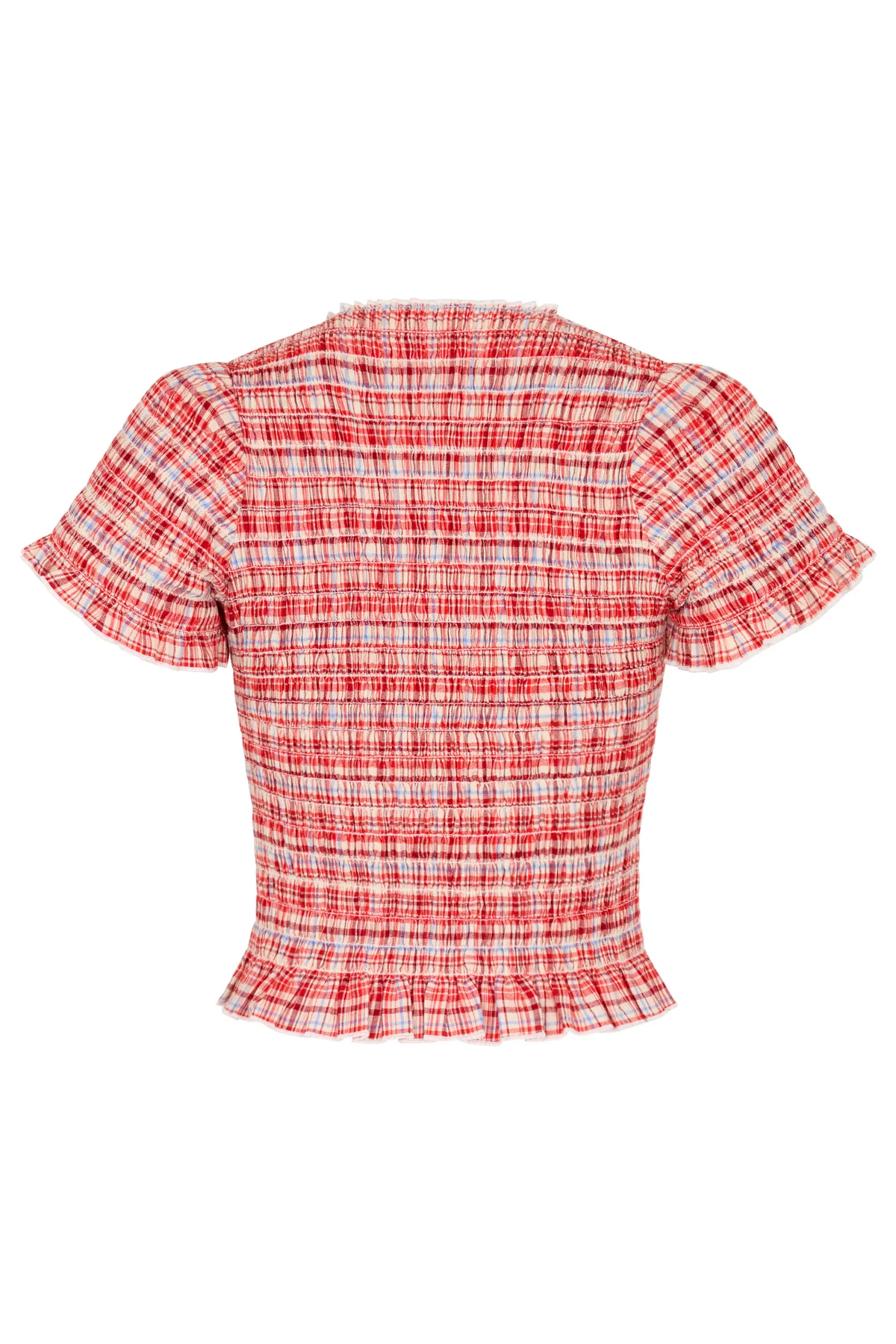 Strawberry Plaid Ruched Tee - Image 10