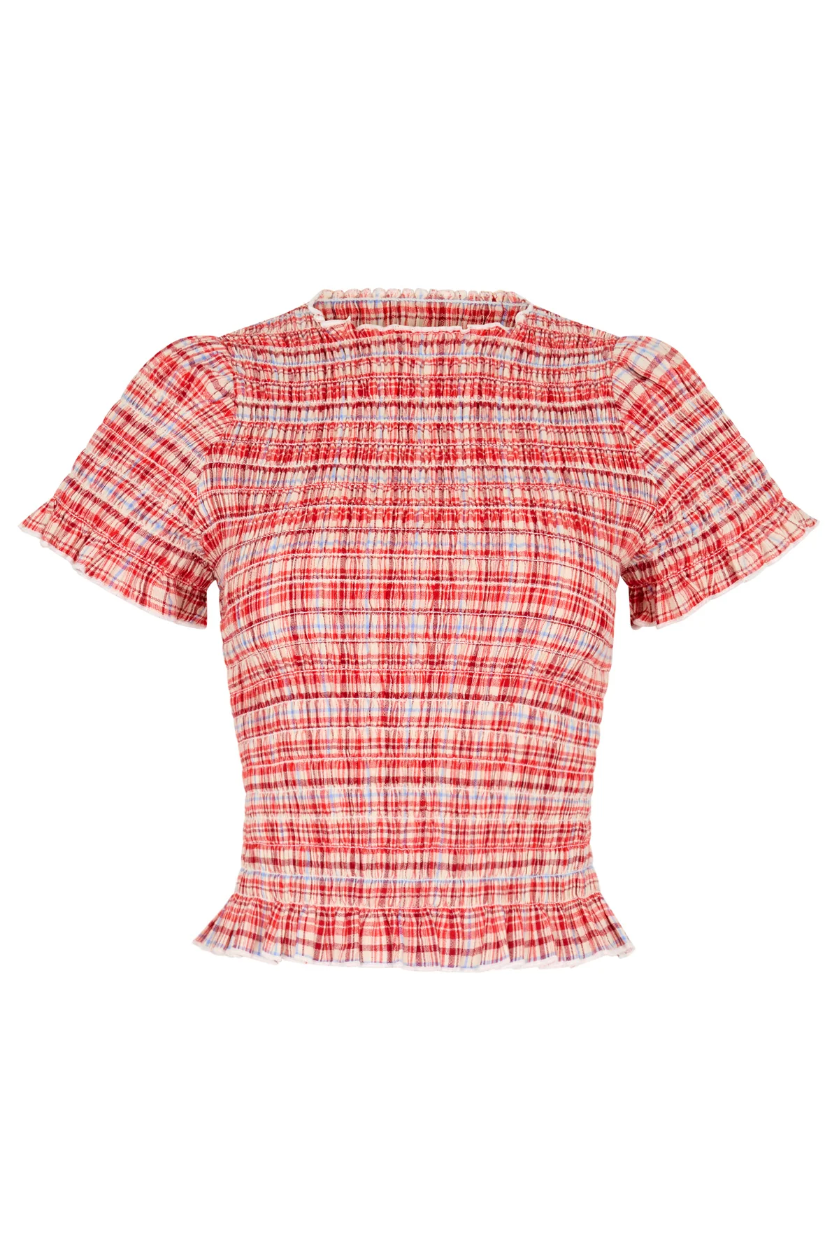 Strawberry Plaid Ruched Tee - Image 9